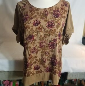 Faded Glory Vintage Rose Button Back Top